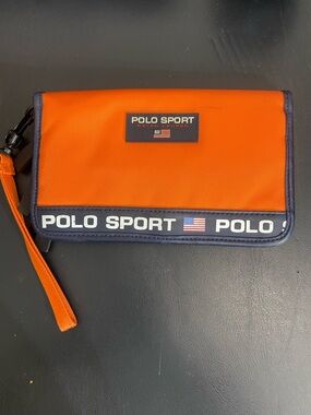 Polo by Ralph Lauren Orange and Navy Wristlet Wallet